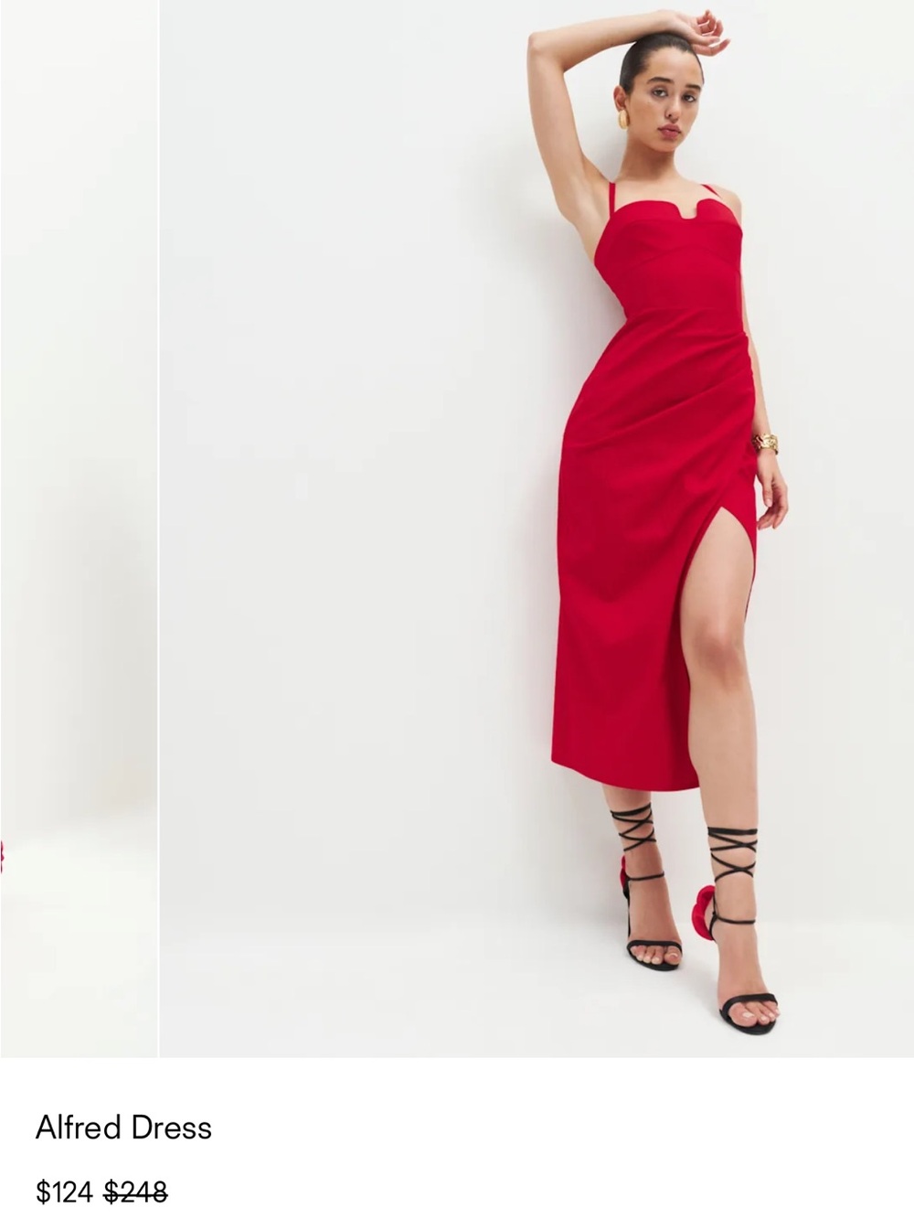 Reformation Red Alfred Midi Dress